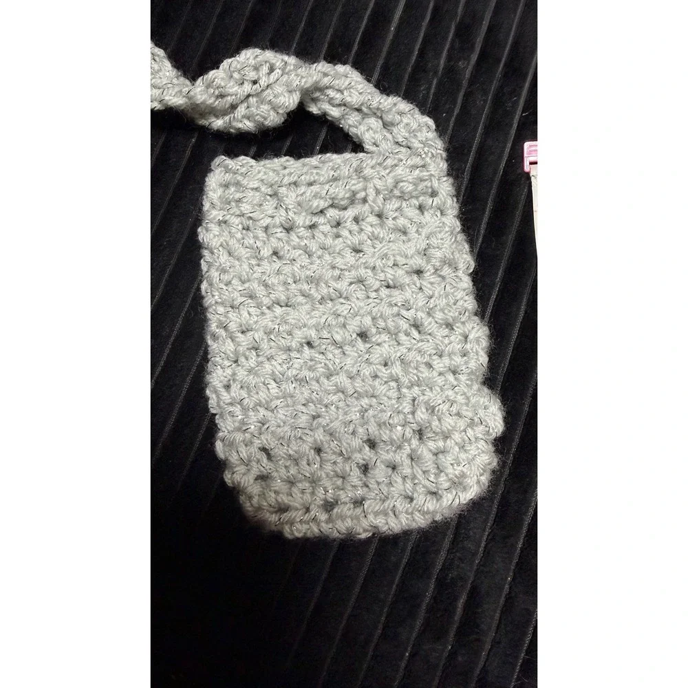 Handmade Crochet Soap Saver Pouch Gray Bobble Massage Body Scrubber